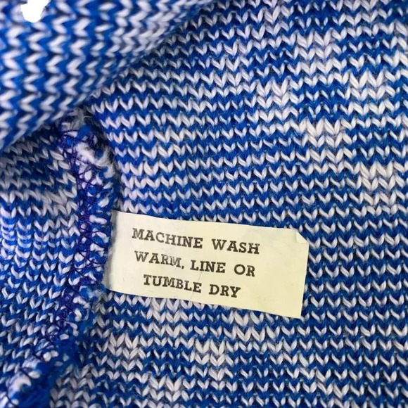 Prime Connection Vintage 80s Geometric Crewneck Knit Sweater Size M Blue White - Picture 16 of 16